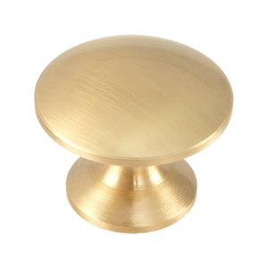 Brushed gold-tone round cabinet knob with a smooth domed face, option No. 4, 32 mm.
