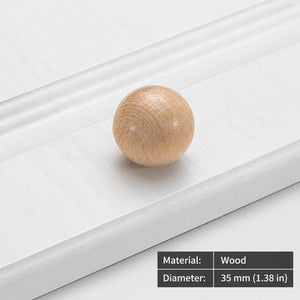 Measurements for beech wood ball cabinet knob, 35 mm option.