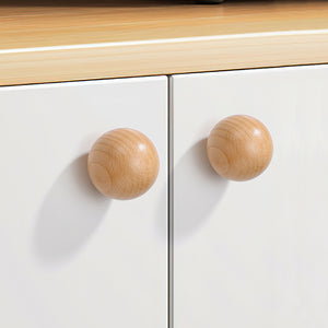 In-use view of beech wood ball cabinet knob, 40 mm option.