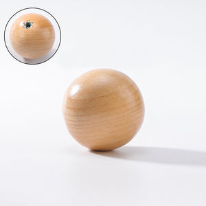 Side and mounting view of beech wood ball cabinet knob, 40 mm option.