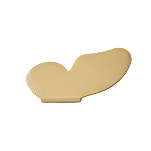 Gold-tone butterfly-wing cabinet knob, left orientation, option #7 with screw mounting.