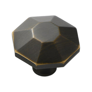 Coffee brown multi-faceted cabinet knob with a small flat center, option No. 1.