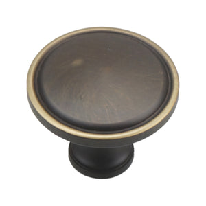 Coffee-brown round cabinet knob with a recessed face and raised rim, option No. 2.