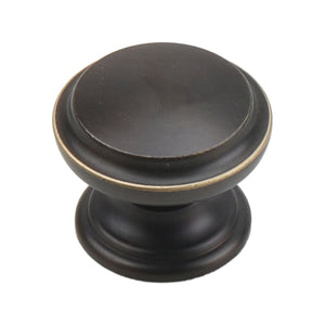 Coffee-tone round mushroom cabinet knob with a bronze-tone edge, option No. 1.