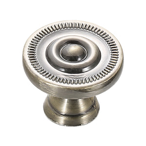 Round metal cabinet knob with concentric ridged rings, option No. 1, 22 mm.
