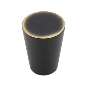 Dark bronze tapered cylindrical cabinet knob with a gold-tone rim, option No. 6, 20 mm.