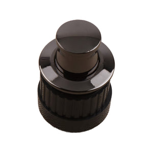 Dark bronze-tone round pop-up cabinet knob with a flat top and dark ribbed base, option No. 6.