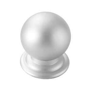 Matte silver-tone round cabinet knob, option No. 9.