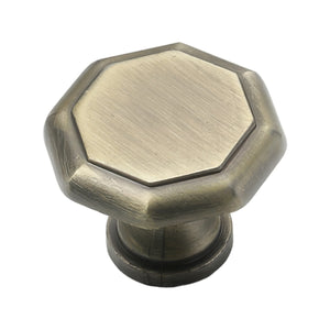 Bronze-colored octagonal cabinet knob with a brushed face, variant #5.
