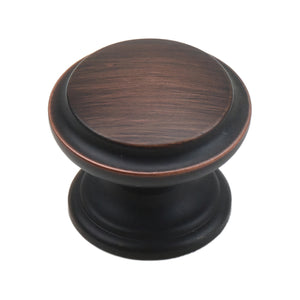 Red bronze-tone round mushroom cabinet knob with a copper-tone edge, option No. 1.
