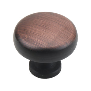 Red bronze-tone round cabinet knob with a smooth domed top, option No. 2.