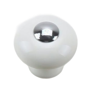 Smooth round silver-tone cabinet knob, 30 mm.