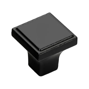 Metal cabinet knob, square black.