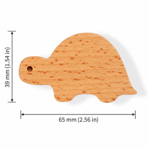 Measurement diagram for turtle-shaped wood cabinet knob or wall hook, style #11.
