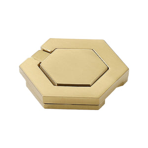 Solid brass hexagonal cabinet ring pull, gold finish.