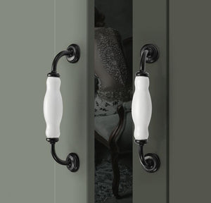 Ceramic Cabinet Pulls & Knobs - Black Finish Decorative Hardware - #4 - 128mm / 1pc