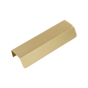 Gold-tone angled edge pull with a flat front, option No. 3, 148 mm.