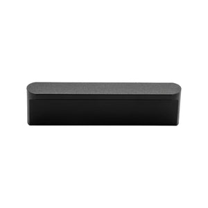Black straight finger pull with a slim lipped edge, 64 mm.