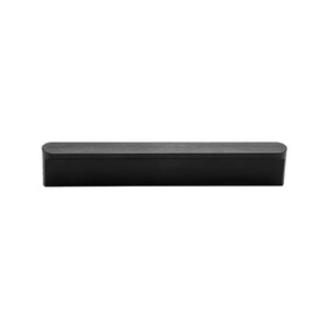 Black straight finger pull with a slim lipped edge, 96 mm.