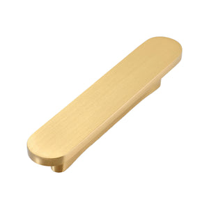 Brushed brass low-profile finger pull, 95 mm.