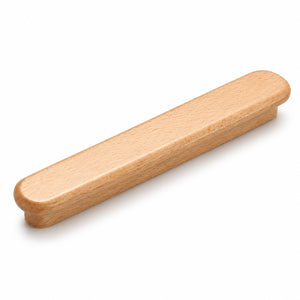 Slim rounded beech wood finger pull, 128 mm option.