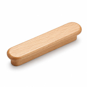Slim rounded beech wood finger pull, 64 mm option.