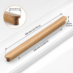 Measurement diagram for oak wood slim cabinet finger pull, 320 mm option.