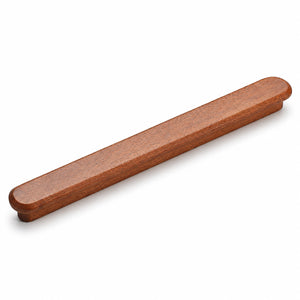 Slim rounded reddish wood finger pull, 192 mm option.