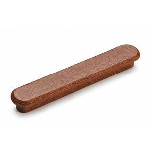 Slim rounded reddish wood finger pull, 96 mm option.