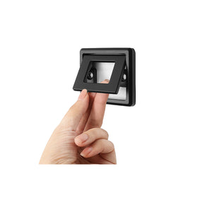 Black rectangular folding pull with an open label frame, option No. 1, 32 mm.