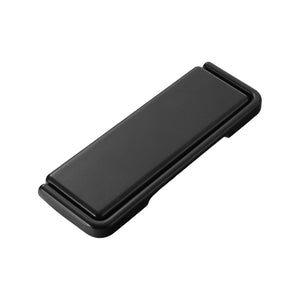 Black rectangular folding pull with a raised center panel, 115 mm.