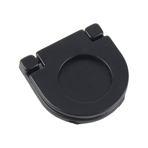 Black semicircular folding pull with a recessed round grip, small.