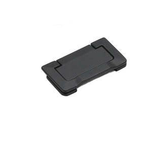 Black folding pull with a stepped rectangular frame and central lift tab, style No. 2, 64 mm.