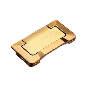 Bronze-tone folding pull with a rectangular hinged plate, option No. 7.
