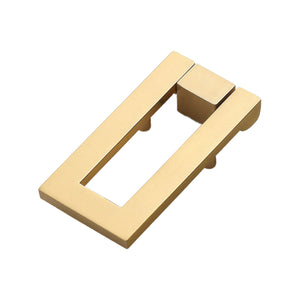 Brushed gold-tone folding pull with an open rectangular handle, option No. 6.