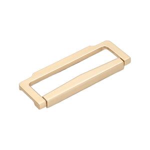Gold-tone minimalist rectangular folding pull with a hinged bar, option No. 2, 64 mm.
