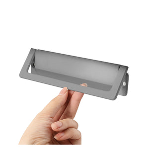 Gray folding pull in a recessed rectangular frame, 128 mm.