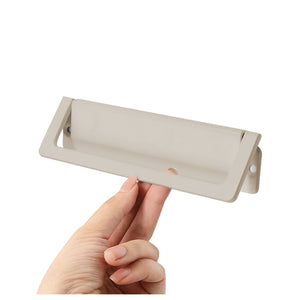 Olive gray folding pull in a recessed rectangular frame, 128 mm.