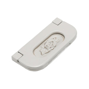 White folding pull with an oval floral recess and squared end, option No. 7.