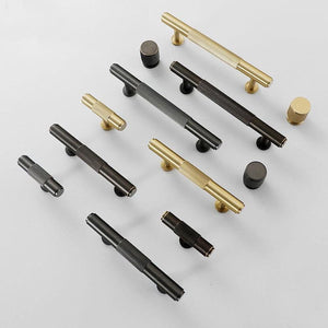 Solid Brass Round Cabinet Cup Pulls - Furniture Decorative Hardware - D.Gray T-Shape 50mm / 1pc
