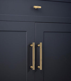 Solid Brass Knurled Cabinet Pulls & Knobs - Black Finish Hardware - Brass 224mm / 1pc