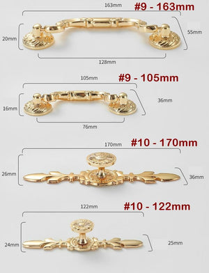 Solid Brass Vintage Cabinet Pulls & Knobs - Gold Finish Hardware - #3 - 124mm / 1pc