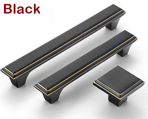 Solid Brass Square Cabinet Pulls & Knobs - Black Finish Hardware - Brown 33mm / 1pc
