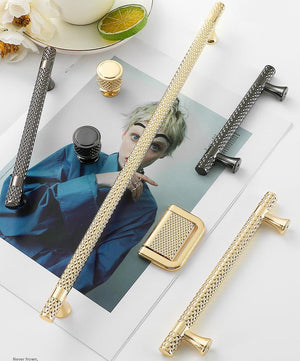 Solid Brass Knurled Cabinet Cup Pulls - Gold Finish for Wardrobes - Gray/Round / 1pc