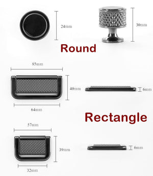 Solid Brass Knurled Cabinet Cup Pulls - Gold Finish for Wardrobes - Gold/Rectangle 85mm / 1pc