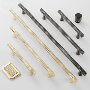 Solid Brass Knurled Cabinet Cup Pulls - Gold Finish for Wardrobes - Gold/Round / 1pc