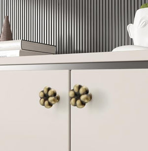 Solid Brass Floral Cabinet Pulls & Knobs - Black Finish Hardware - view 8