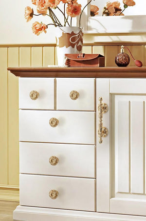 Solid Brass Cabinet Cup Pulls - Antique Bronze Finish for Cabinets - #2 Gold / 1pc