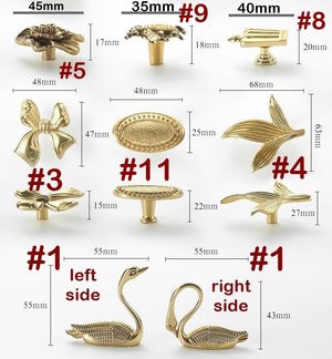 Solid Brass Vintage Cabinet Pulls & Knobs - Silver Finish Hardware - #1 right/55mm / 1pc