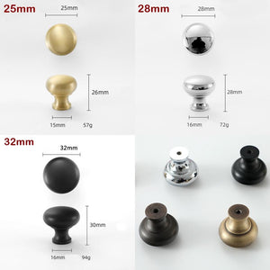 Solid Brass Round Cabinet Pulls & Knobs - Black Finish for Cabinets - Brass 28mm / 1pc